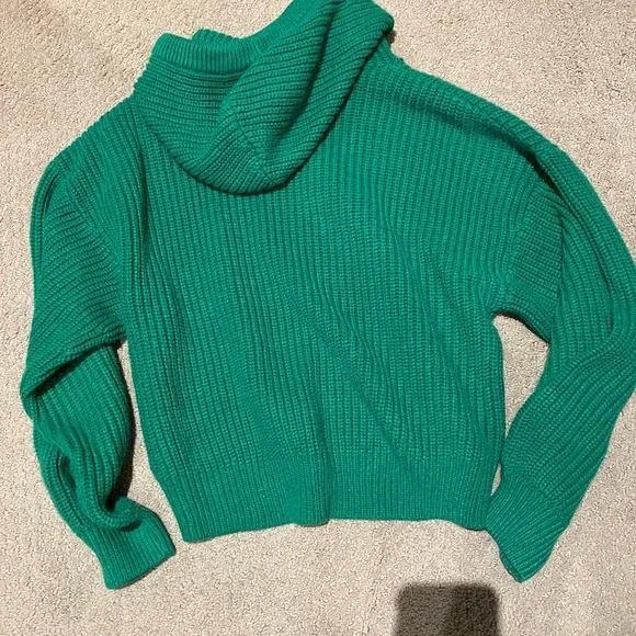 Green crochet sweater hoodie size small - Picture 4 of 6